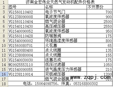 VG1560110402,天然气发动机报价单,济南金宏伟业工贸有限公司