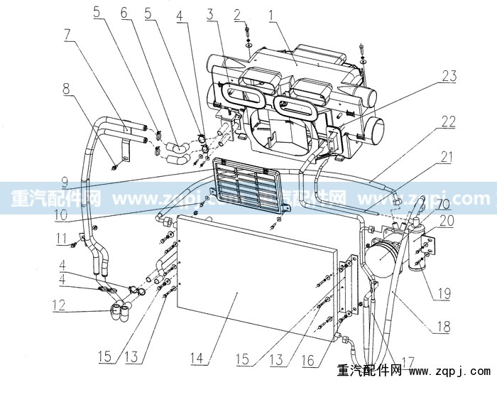 WG1642820016,压-冷软管总成,济南驰纳重型汽车进出口贸易有限公司