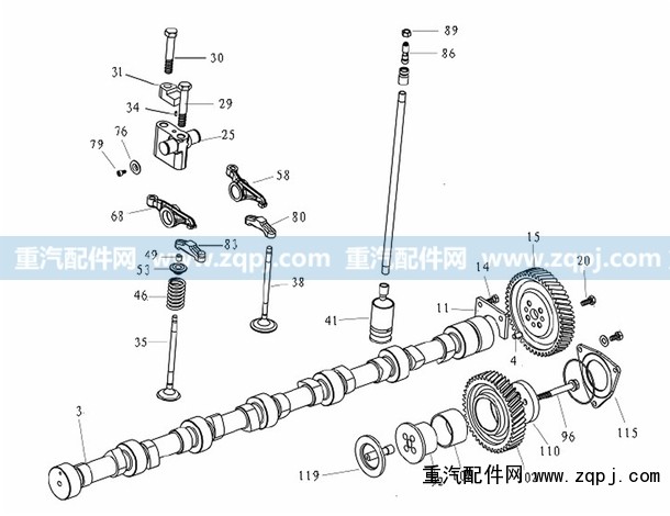 VG1540050033,排气门摇臂总成(共轨欧3/57),济南驰纳重型汽车进出口贸易有限公司