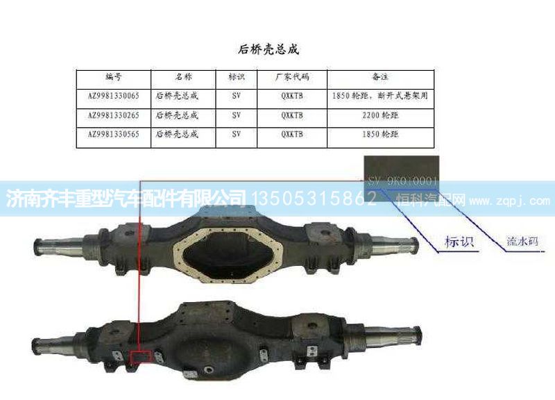 ,后桥壳区分图,济南铁鹿汽车零部件有限公司