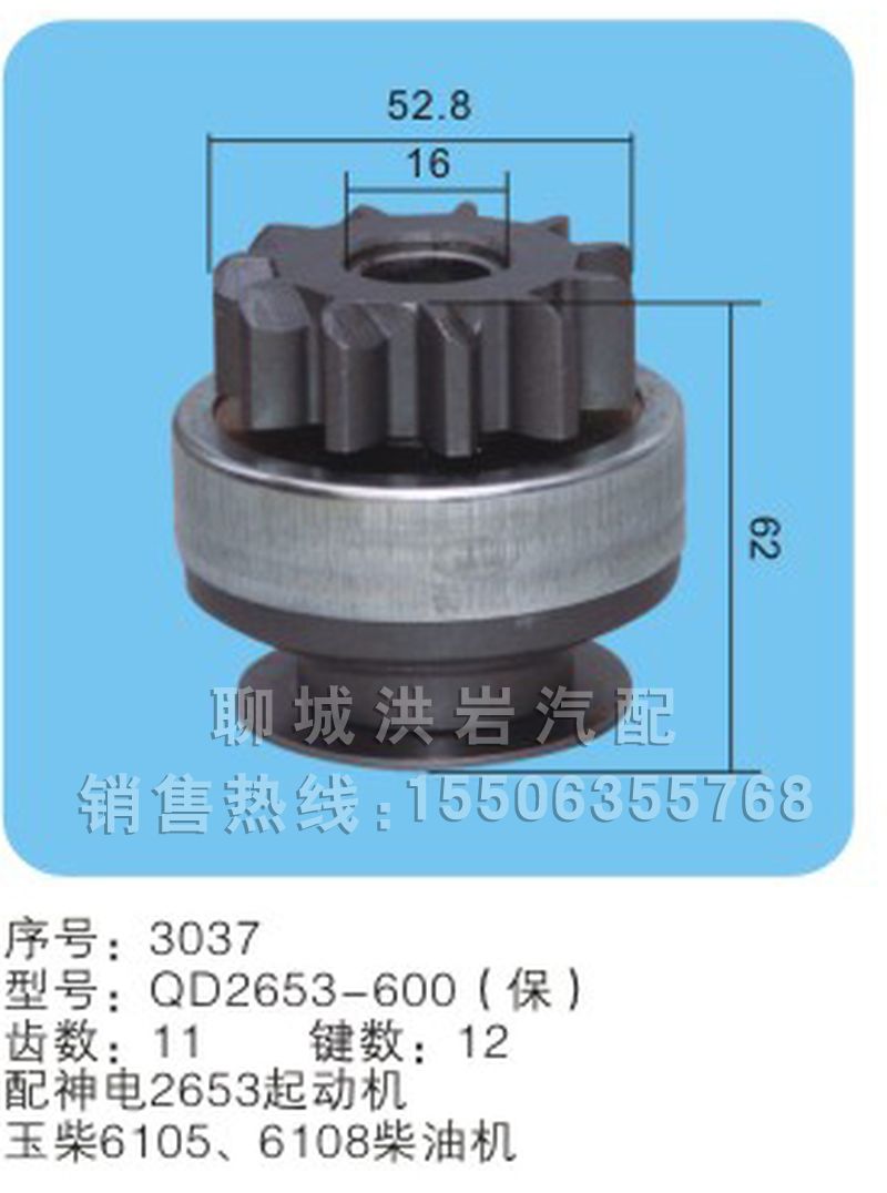 QD256-600（保）,马达齿轮,聊城市洪岩汽车电器有限公司