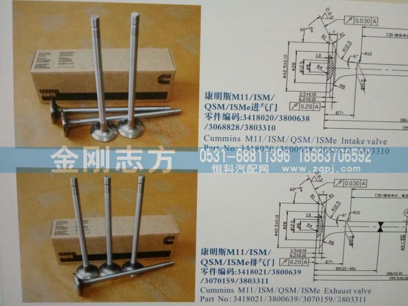 ,康明斯M11 ISM QSM ISME进气门,济南金刚志方商贸有限公司