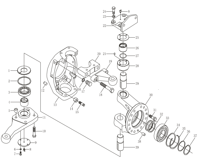 199100410007,Knuckle shaft fork assembly,济南向前汽车配件有限公司