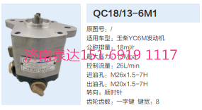 玉柴YC6M发动机齿轮泵转向泵液压泵助力泵/QC18/13-6M1