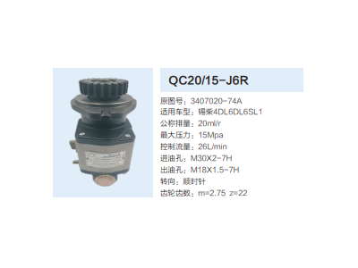 QC20/15-J6R,动力转向齿轮泵,济南泉达汽配有限公司