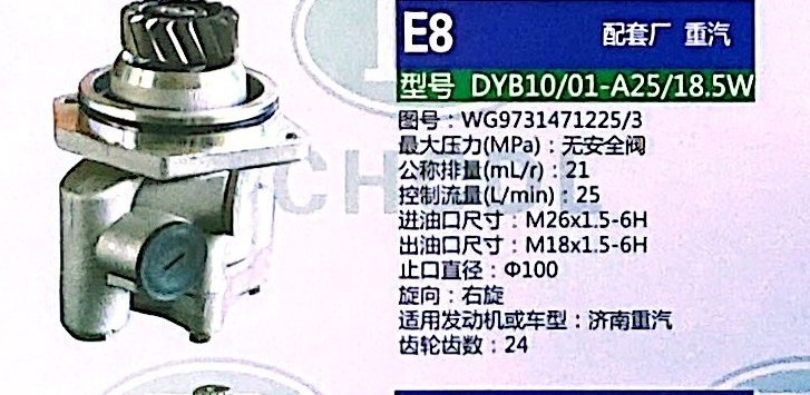 转向泵，助力泵，液压泵，叶片泵 DYB10/01-A25/18.5W，WG9731471225/3/WG9731471225/3