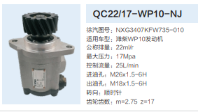 QC22/17-WP10-NJ,转向助力泵,济南泉达汽配有限公司