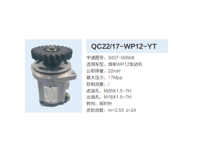 QC22/17-WP12-YT,转向助力泵,济南泉达汽配有限公司