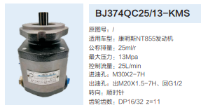 康明斯NT855发动机转向齿轮泵方向助力泵液压泵/BJ374QC25/13-KMS