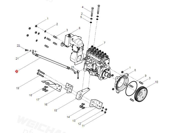 612600081470,Fuel injection pump lubricating oil inlet line,济南向前汽车配件有限公司