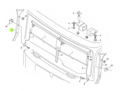 DZ13241782020  右A立柱护板总成,Right A column guard panel assembly,济南向前汽车配件有限公司