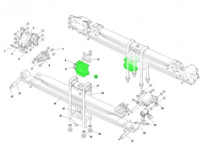 DZ98149520132  后限位块分装总,Rear limit block subassembly total,济南向前汽车配件有限公司