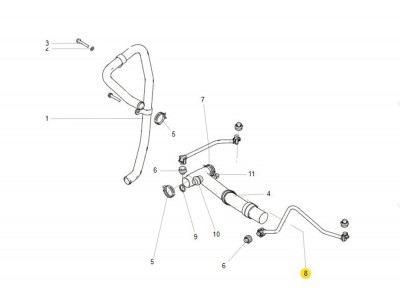 201V06303-5463  空压机冷却回水管,Air compressor cooling return pipe,济南向前汽车配件有限公司