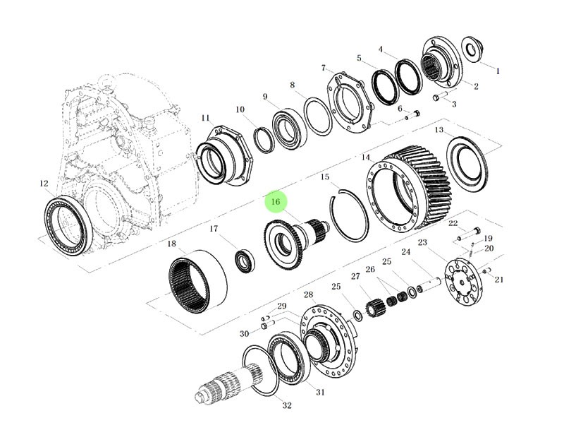 3086000796  后输入轴,Rear input shaft,济南向前汽车配件有限公司