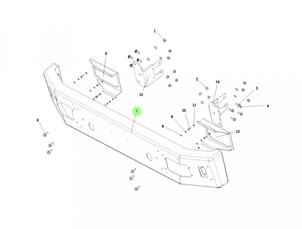 DZ93259620035 钢板保险杠焊接总成,Bumper welding assembly,济南向前汽车配件有限公司