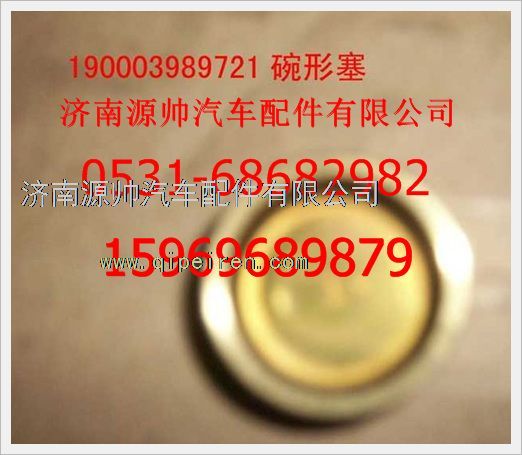 190003989721,重汽豪沃碗形塞片黄铜190003989721,济南源帅汽车配件有限公司